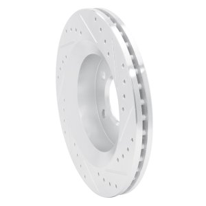 Chrysler Concorde Brake Rotor (1) - Front Left - R1 Concepts - Drilled & Slotted - Silver - `99-`04